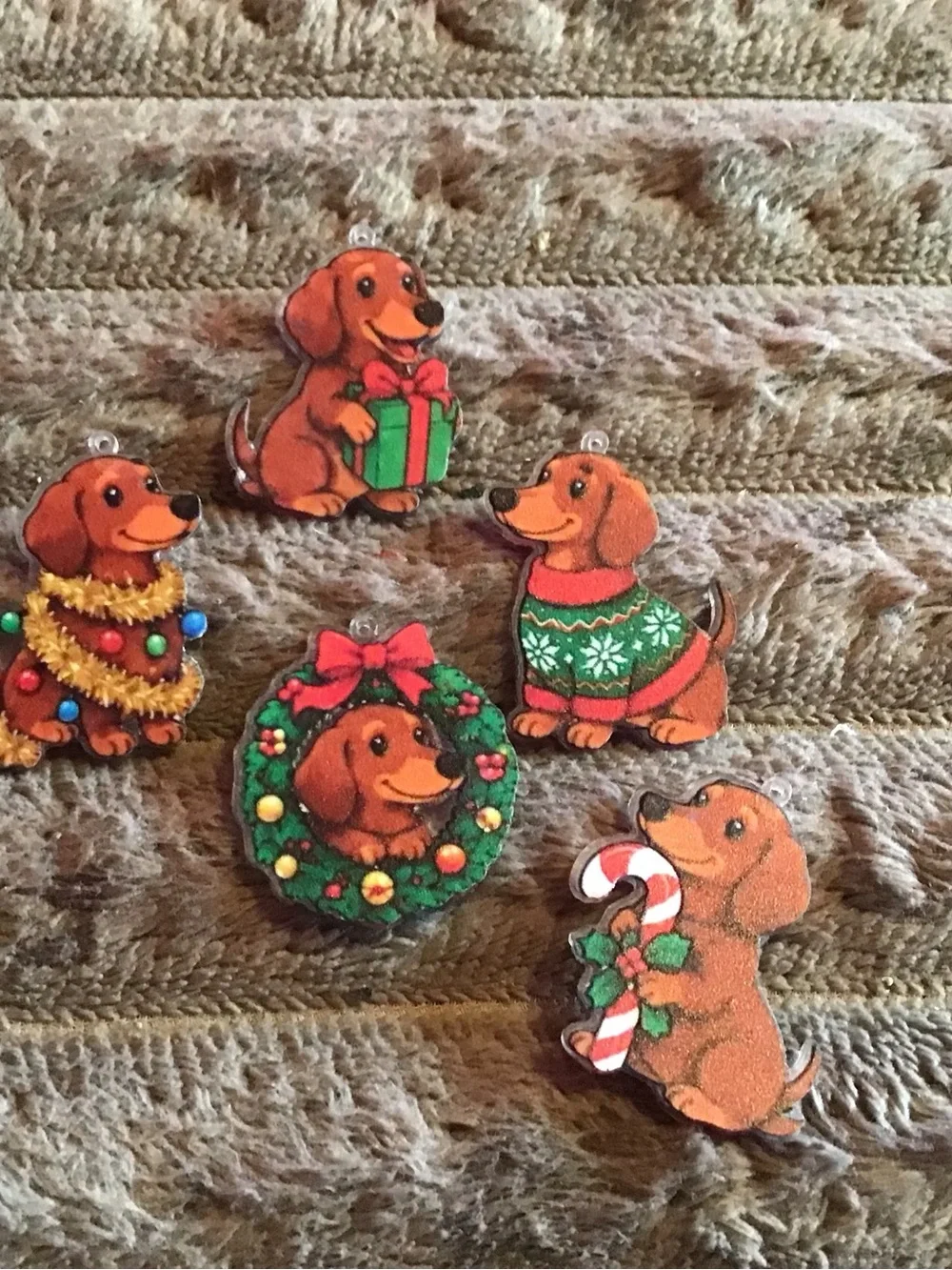 Holiday Dachshund mini magnet set - Brown Christmas Pet Decorations
